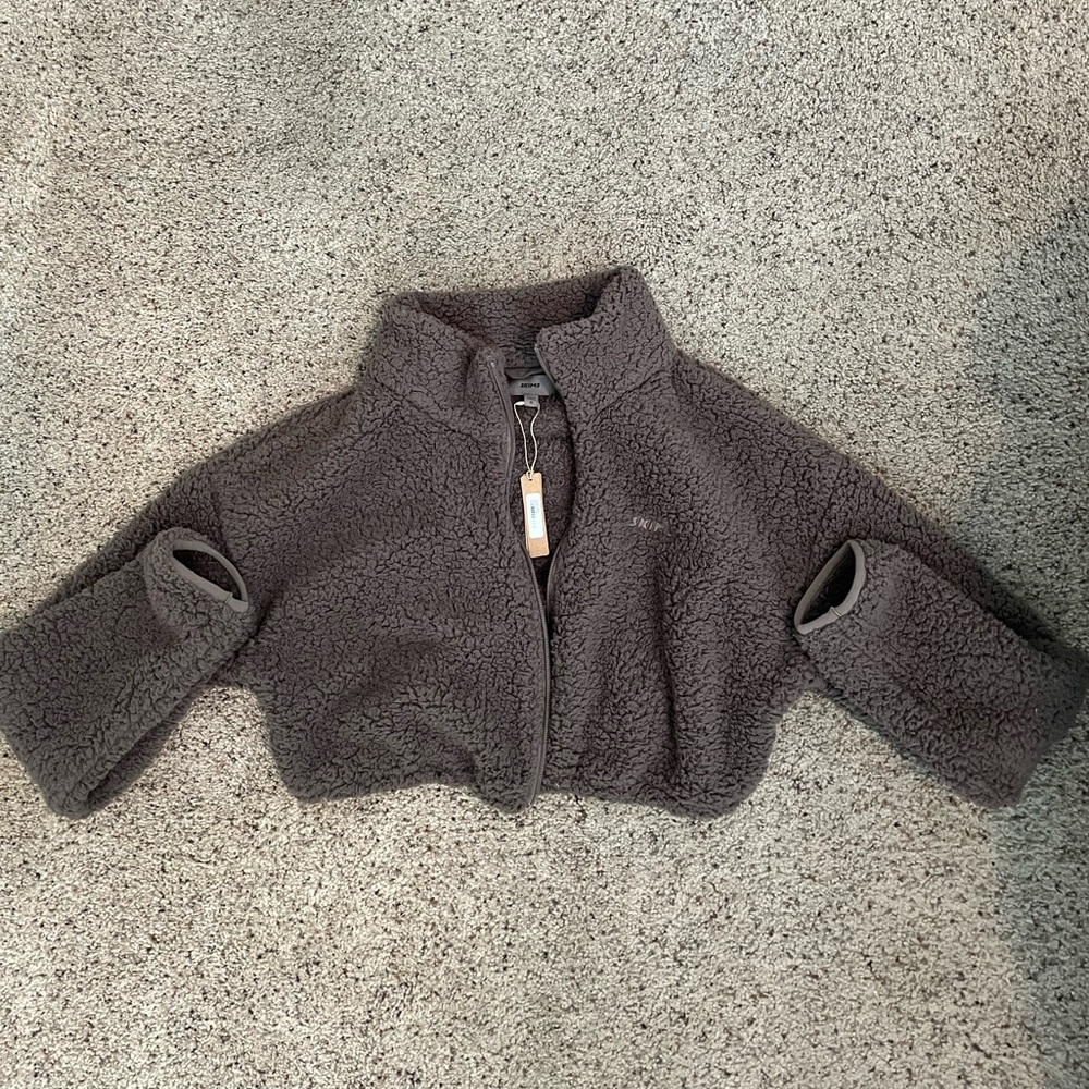 Skims Teddy Zip Up Crop Jacket